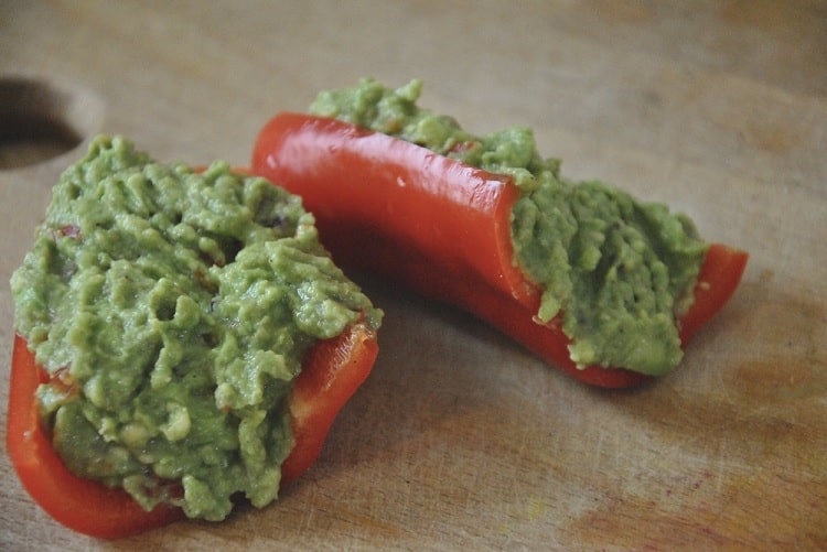 Red Bell Pepper with Guacamole